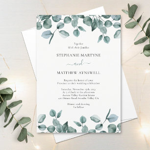 Eucalyptus Leaf Foliage Modern Wedding Invitation