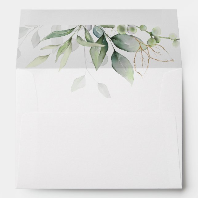 Eucalyptus Leaf Greenery Wedding Envelope (Back (Bottom))