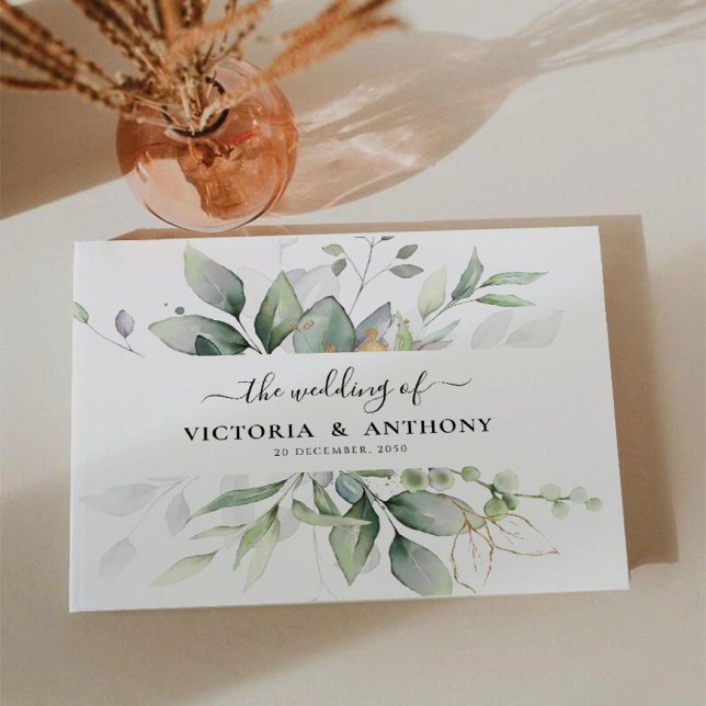 Eucalyptus Leaf Greenery Wedding Guest Book (Creator Uploaded)