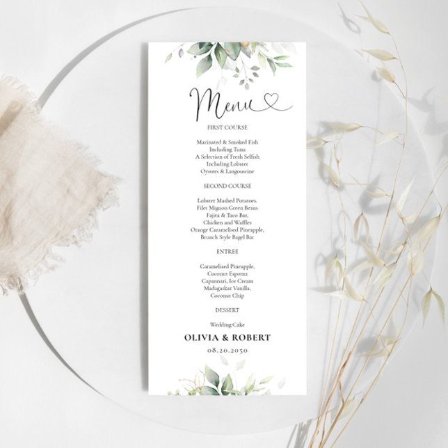 Eucalyptus Leaf Greenery Wedding Menu (Creator Uploaded)