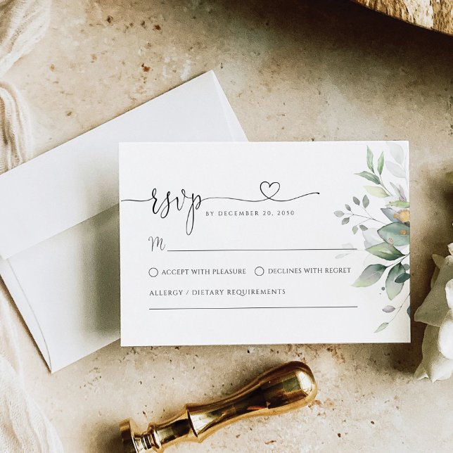 Eucalyptus Leaf Greenery Wedding RSVP Card (Creator Uploaded)