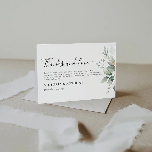 Eucalyptus Leaf Greenery Wedding Thank You Cards (Creator Uploaded)