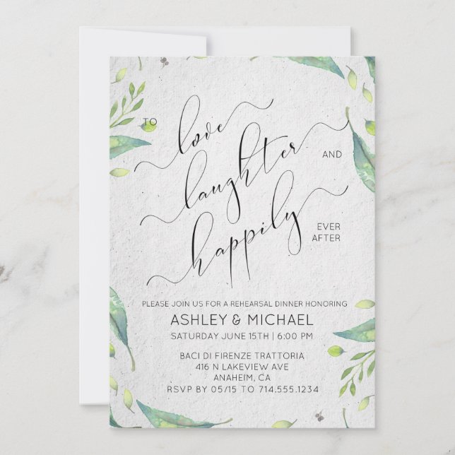 EUCALYPTUS & LEAF | Happily Ever After Rehearsal Invitation (Front)