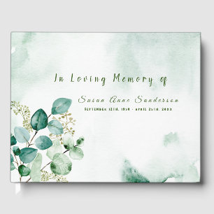 Eucalyptus Leaf Spray Funeral Memorial Guest Book