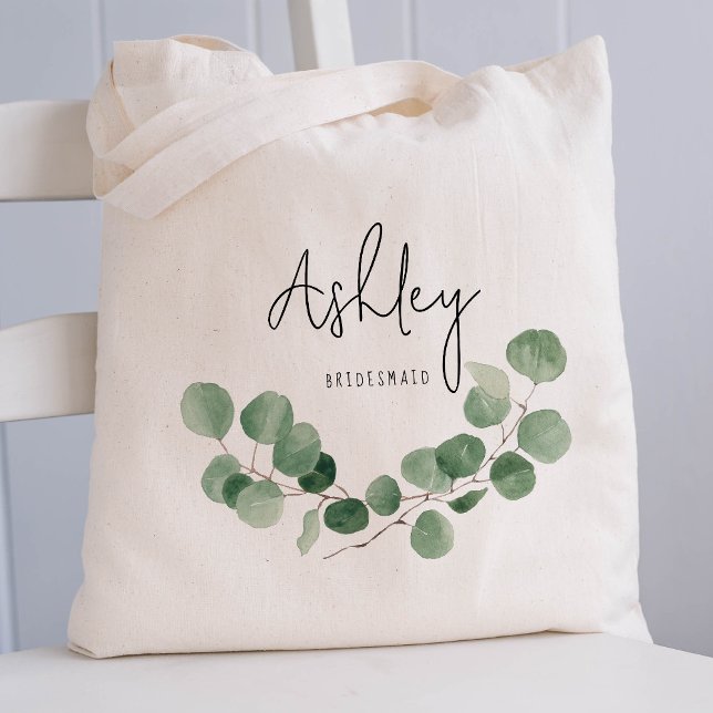 Eucalyptus leaf Wedding Bridesmaid  Tote Bag (Creator Uploaded)
