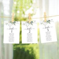 Eucalyptus Leaf Wedding Table Seating Chart Cards