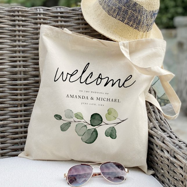 Eucalyptus leaf wedding welcome Gift Tote Bag (Creator Uploaded)