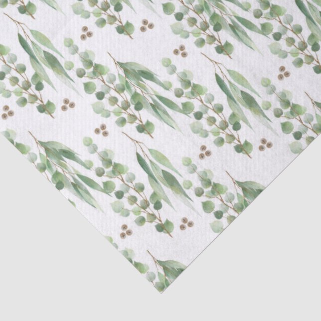 Eucalyptus Leaves and Branches Watercolor Pattern  Tissue Paper (Detail)