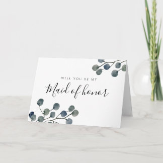 Eucalyptus Leaves Be My Maid Of Honor Card