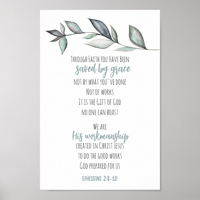 Eucalyptus Leaves Bible Verse Scripture Wall Art (Front)