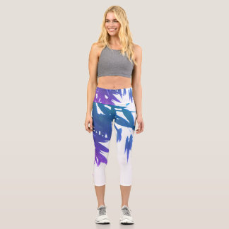 Eucalyptus leaves blue, purple High Waisted Capris