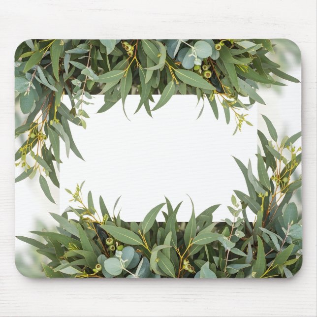 Eucalyptus Leaves Botanical Frame Greenery Mouse Mat (Front)