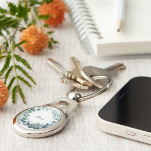 Eucalyptus Leaves Botanical Greenery Bridal Key Ring