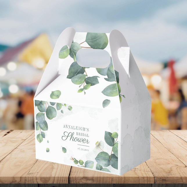 Eucalyptus Leaves Botanical Greenery Bridal Shower Favour Box (Eucalyptus Leaves Botanical Greenery Bridal Shower Favor Boxes)