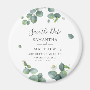 Eucalyptus Leaves Botanical Greenery Save the Date Magnet
