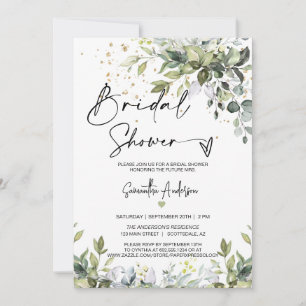 Eucalyptus Leaves Bridal Shower QR Code Photo Invitation