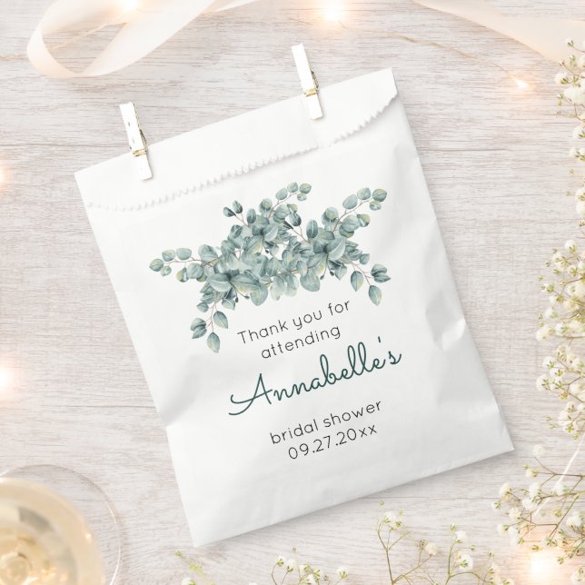 Eucalyptus Leaves Bridal Shower Thank You  Favour Bags (Clipped)