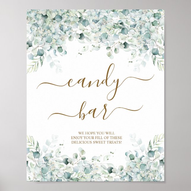 Eucalyptus Leaves Candy Bar Shower Sing Poster (Front)