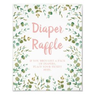 Eucalyptus Leaves Diaper Raffle Sign