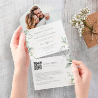 Eucalyptus leaves elegant photo QR code wedding
