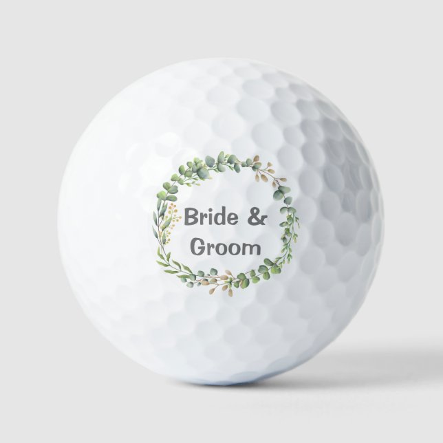 Eucalyptus leaves flower bride and groom wedding   golf balls (Front)