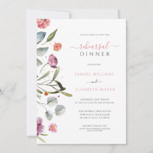 Eucalyptus Leaves Flowers Border Rehearsal Dinner Invitation