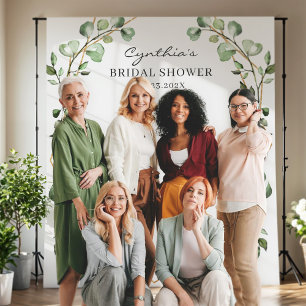 Eucalyptus Leaves Geometric Bridal Shower Backdrop Tapestry