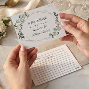 Eucalyptus Leaves Geometric Bridal Shower Recipe Postcard