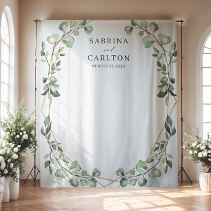 Eucalyptus Leaves Geometric Wedding Photo Backdrop Tapestry