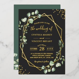 Eucalyptus Leaves Geometric Wedding Real Gold