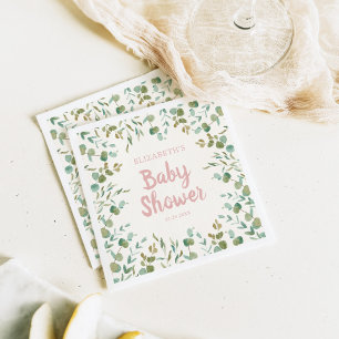 Eucalyptus Leaves Girl Baby Shower  Napkin