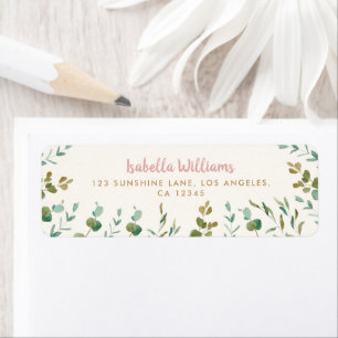 Eucalyptus Leaves Girl Baby Shower Return Address