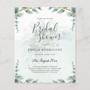Eucalyptus Leaves GOLD BRIDAL SHOWER INVITE Flyer