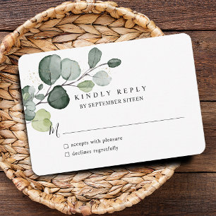 Eucalyptus Leaves Gold Splatter RSVP Card