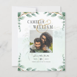 Eucalyptus Leaves GOLD WEDDING QR CODE BUDGET