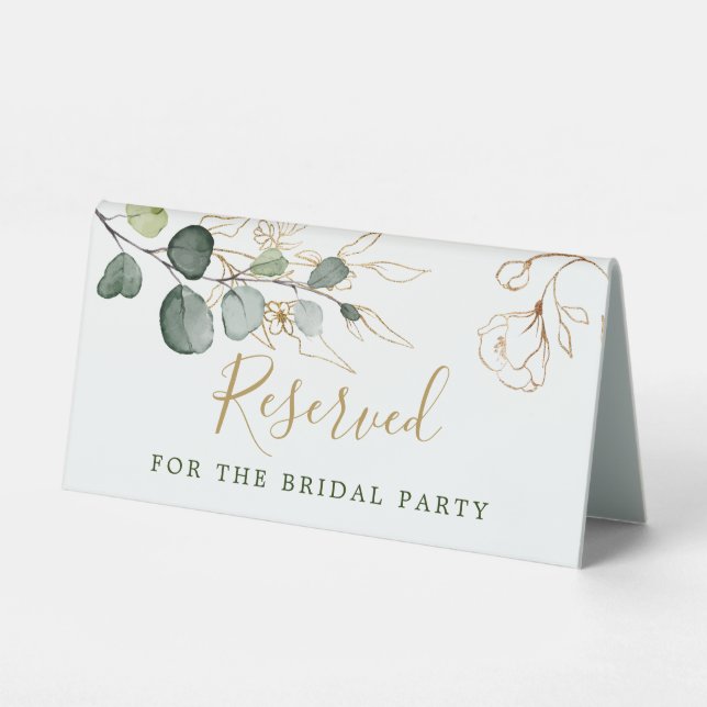 Eucalyptus Leaves Golden Floral Place card (Front)