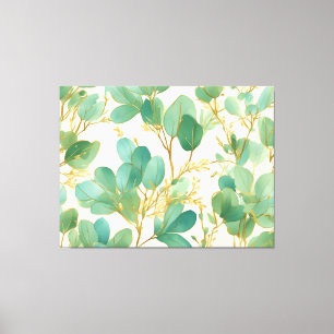 Eucalyptus Leaves Green and Gold Design Canvas Print