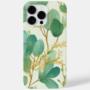 Eucalyptus Leaves Green and Gold Design Case-Mate iPhone 14 Pro Max Case