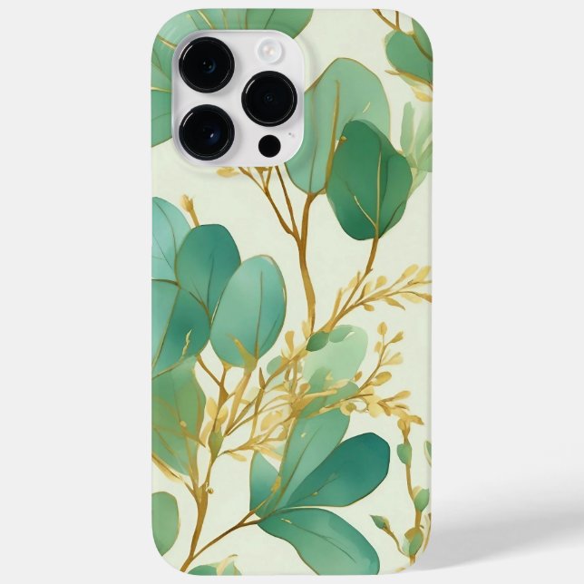 Eucalyptus Leaves Green and Gold Design Case-Mate iPhone Case (Back)