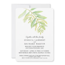  Eucalyptus leaves green water wedding  invitation