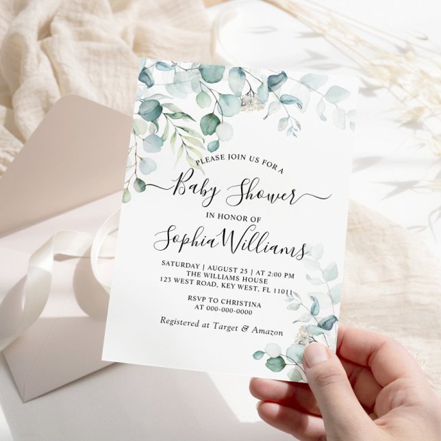 Eucalyptus Leaves Greenery Baby Shower Invitation (Creator Uploaded)