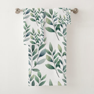 Eucalyptus Leaves Greenery Bath Towel Set