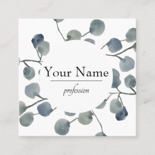 Eucalyptus Leaves Greenery Botanical Watercolor Square Business Card