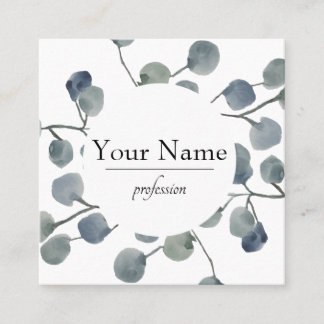 Eucalyptus Leaves Greenery Botanical Watercolor Square Business Card