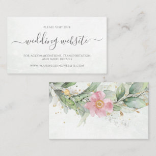 Eucalyptus Leaves Greenery Gold Wedding Website Enclosure Card