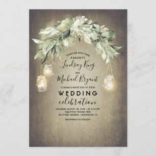 Eucalyptus Leaves Greenery Rustic Country Wedding Invitation