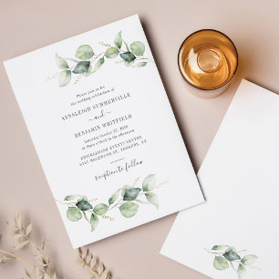 Eucalyptus Leaves Greenery Rustic Wedding Invitation