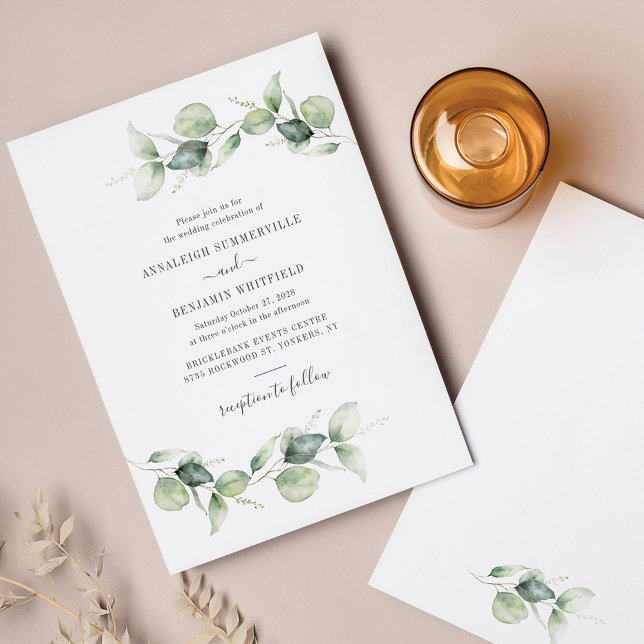 Eucalyptus Leaves Greenery Rustic Wedding Invitation (Creator Uploaded)