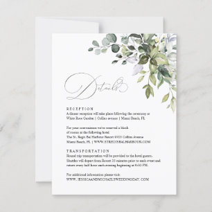 Eucalyptus Leaves Greenery Wedding Details Card