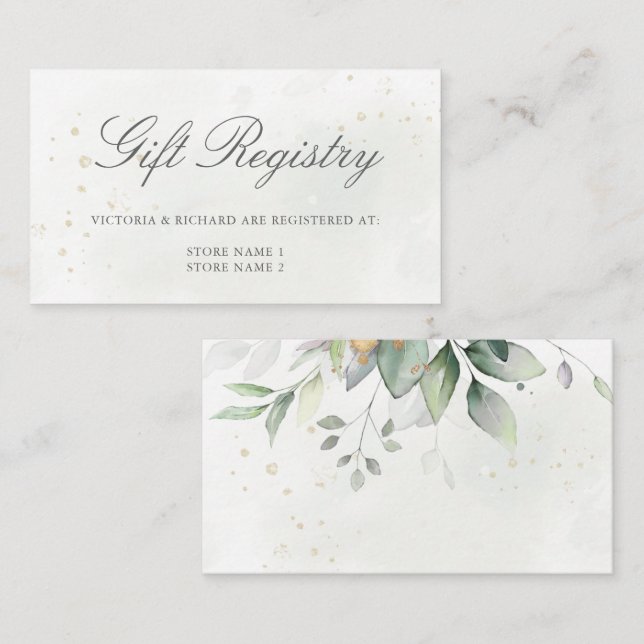 Eucalyptus Leaves Greenery Wedding Gift Registry Enclosure Card (Front/Back)